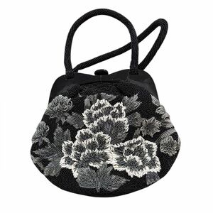 Vintage Mid Century Floral Glass Hand Beaded Lucite Clasp Handbag